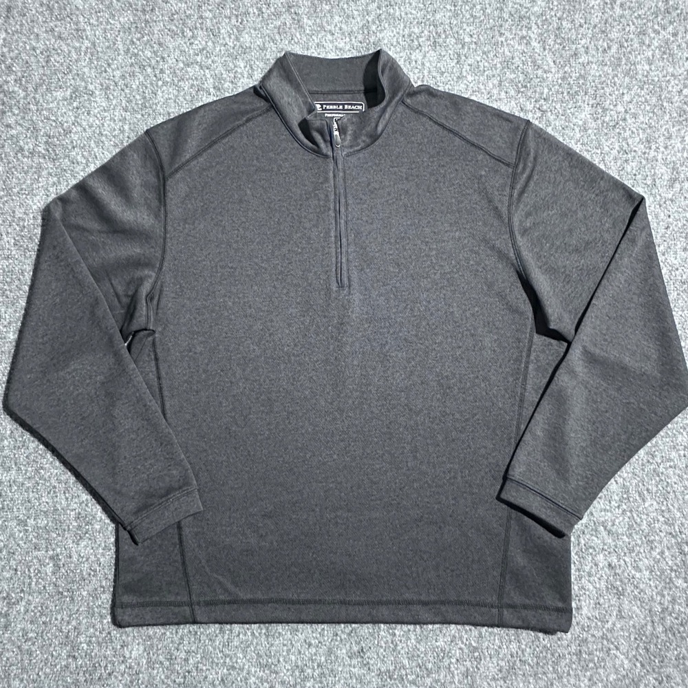 Pebble‎ Beach Performance Mens Gray 1/4 Zip Pullover Sweatshirt Medium